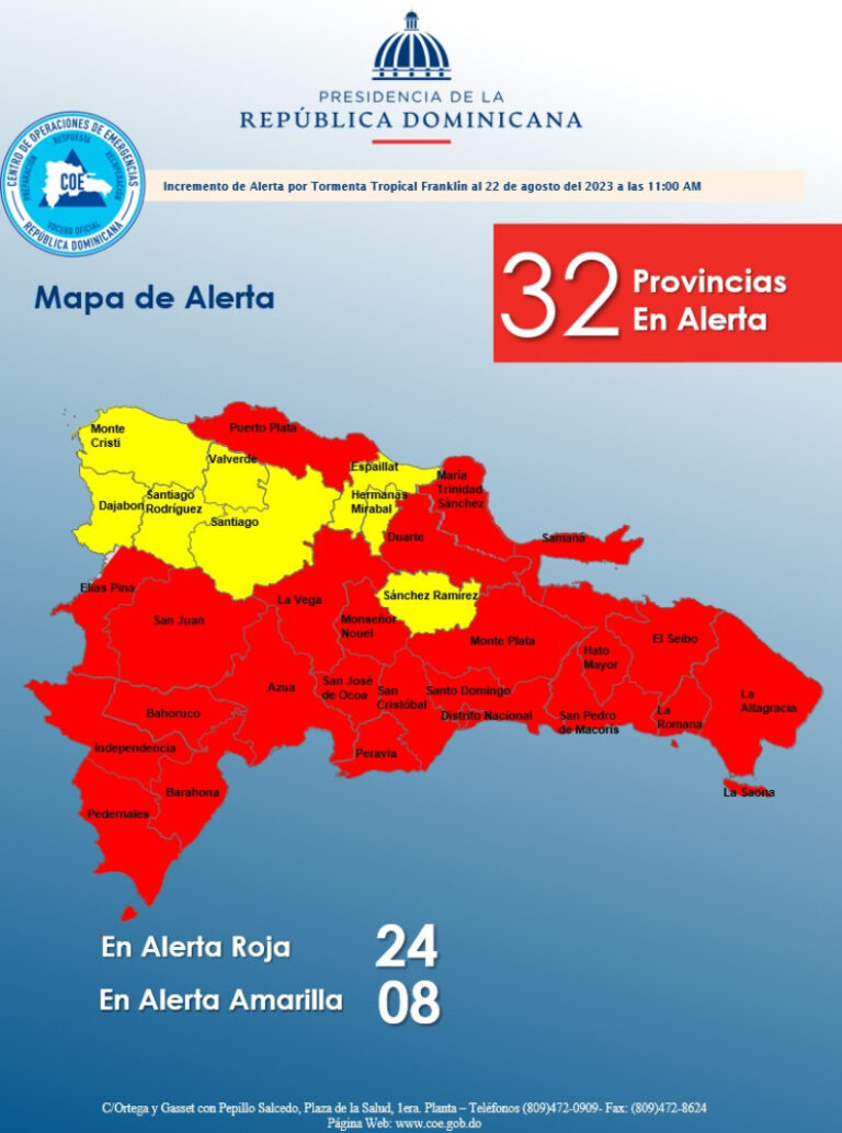 El COE anuncia que hay 24 provincias en alerta