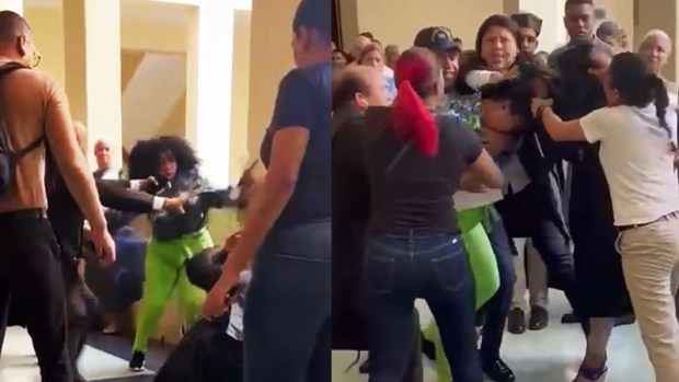 Video: Abogadas se jalan las greñas en pleno Palacio de Justicia del DN